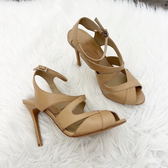 Michael Kors Collection Womens 36 Cordelia Toffee Tan Leather High Heels Shoes - Picture 1 of 9